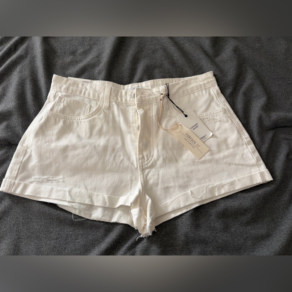 Forever 21 White Denim Women Shorts